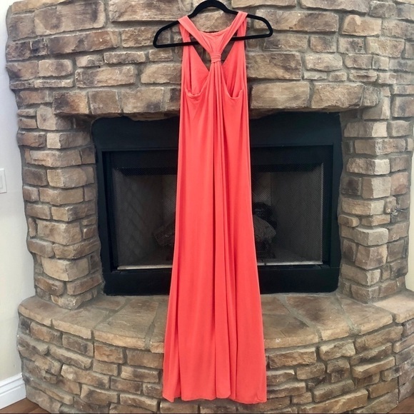 Tangerine, racerback long dress. The top is lined but not padded.  Size 8. - Picture 2 of 12